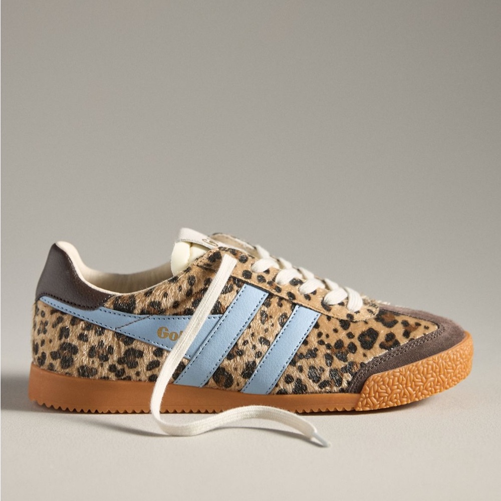 Brand New Gola Elan Anthropologie Sneakers Size 9.5 Leopard Dark Brown Air 40.5 - Picture 2 of 9
